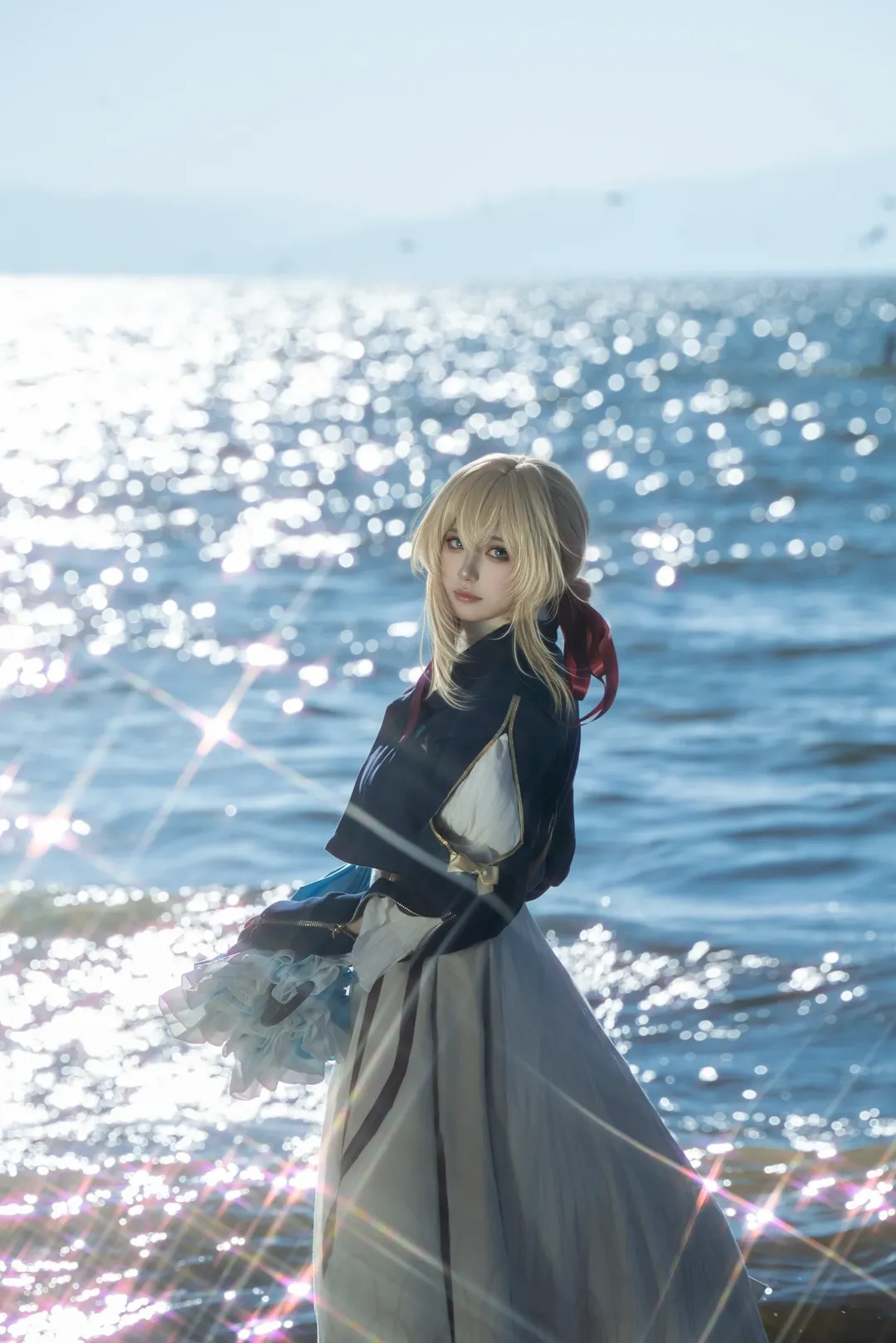 海边摄影, cosplay写真, 薇尔莉特cos, 紫罗兰永恒花园, 星芒光斑