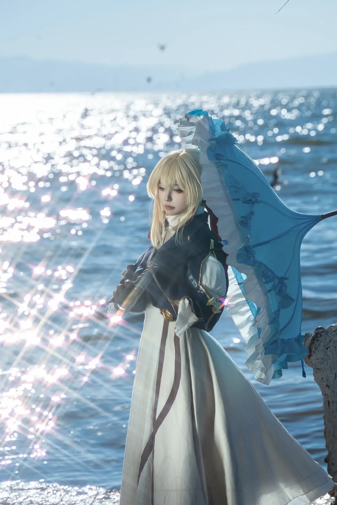 海边摄影, cosplay写真, 薇尔莉特cos, 紫罗兰永恒花园, 星芒光斑 - 第4张