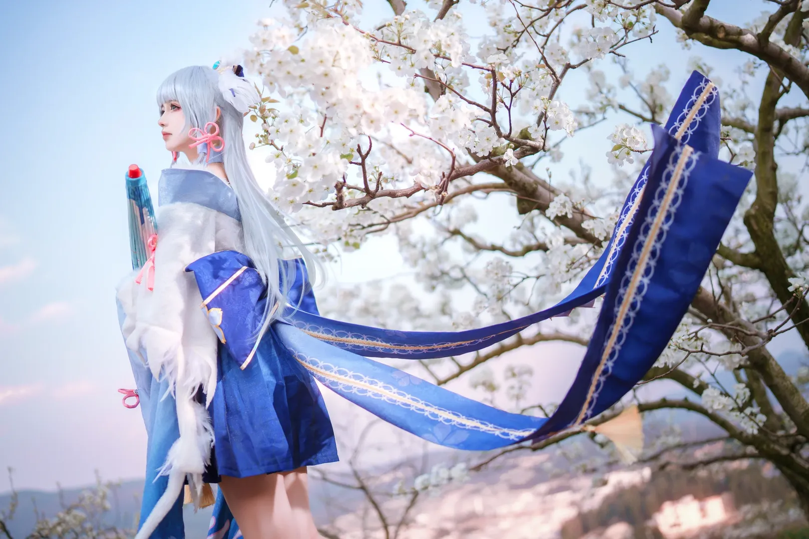 原神, 二次元cosplay, 神里绫华cos, 和风服装, 外景摄影