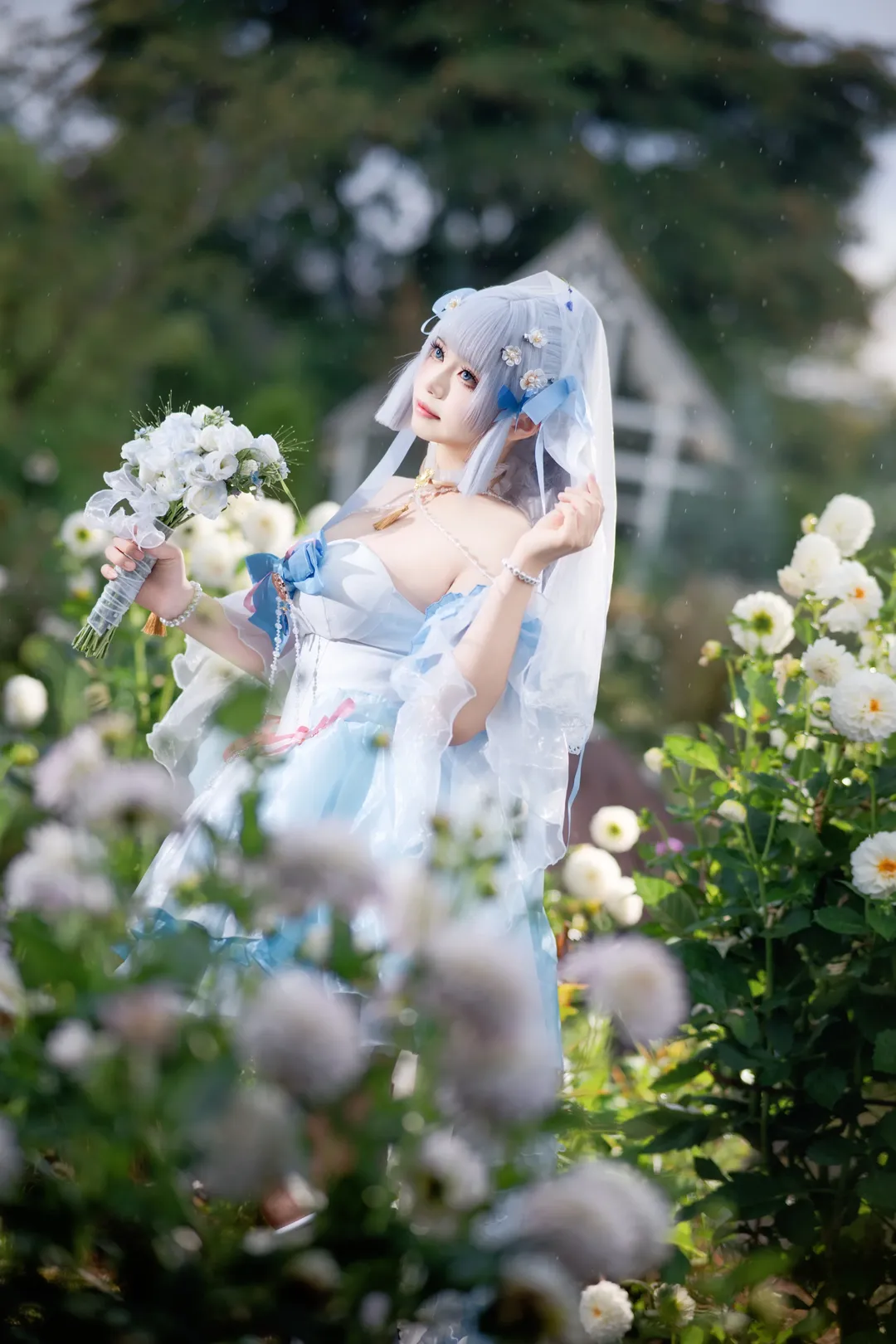原神, cosplay, cos摄影, 神里绫华cos, 花园外景 - 第1张