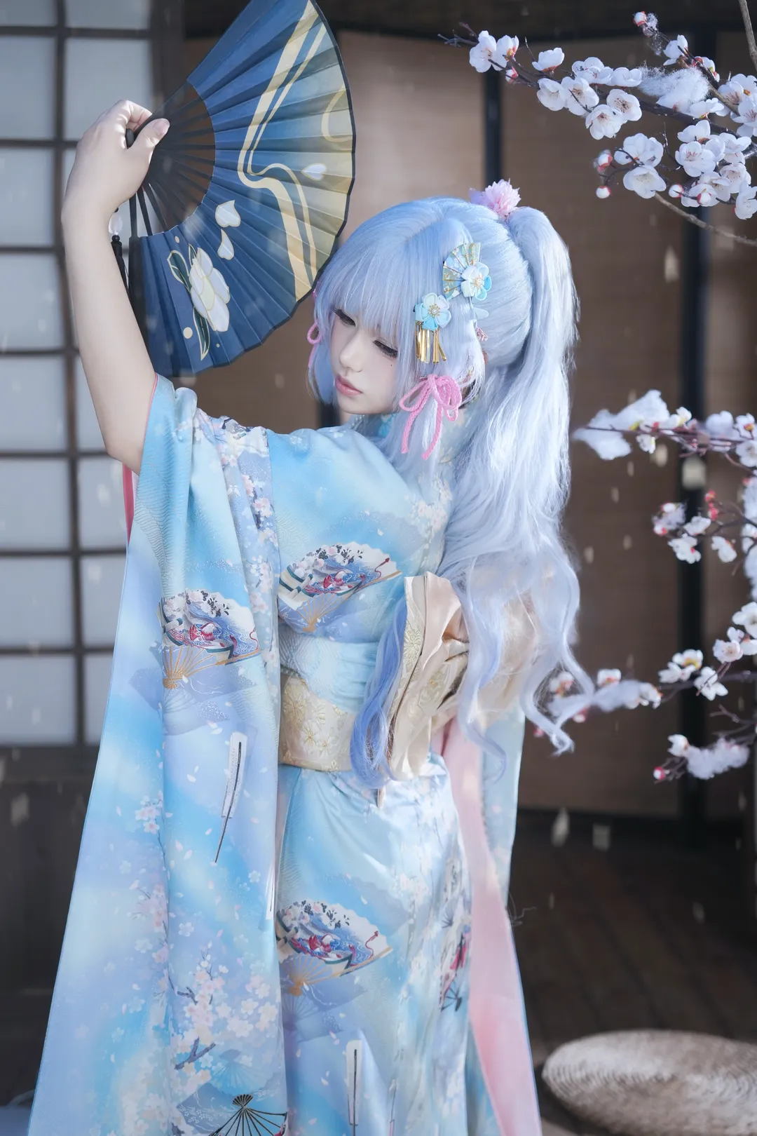 原神, 海灯节, 神里绫华cos, 和风Cosplay, 冬雪写真 - 第1张