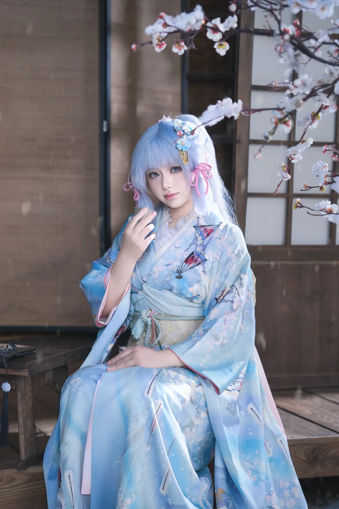 原神, 海灯祭, 神里綾華 コスプレ, 和風コスプレ, 冬の雪の撮影