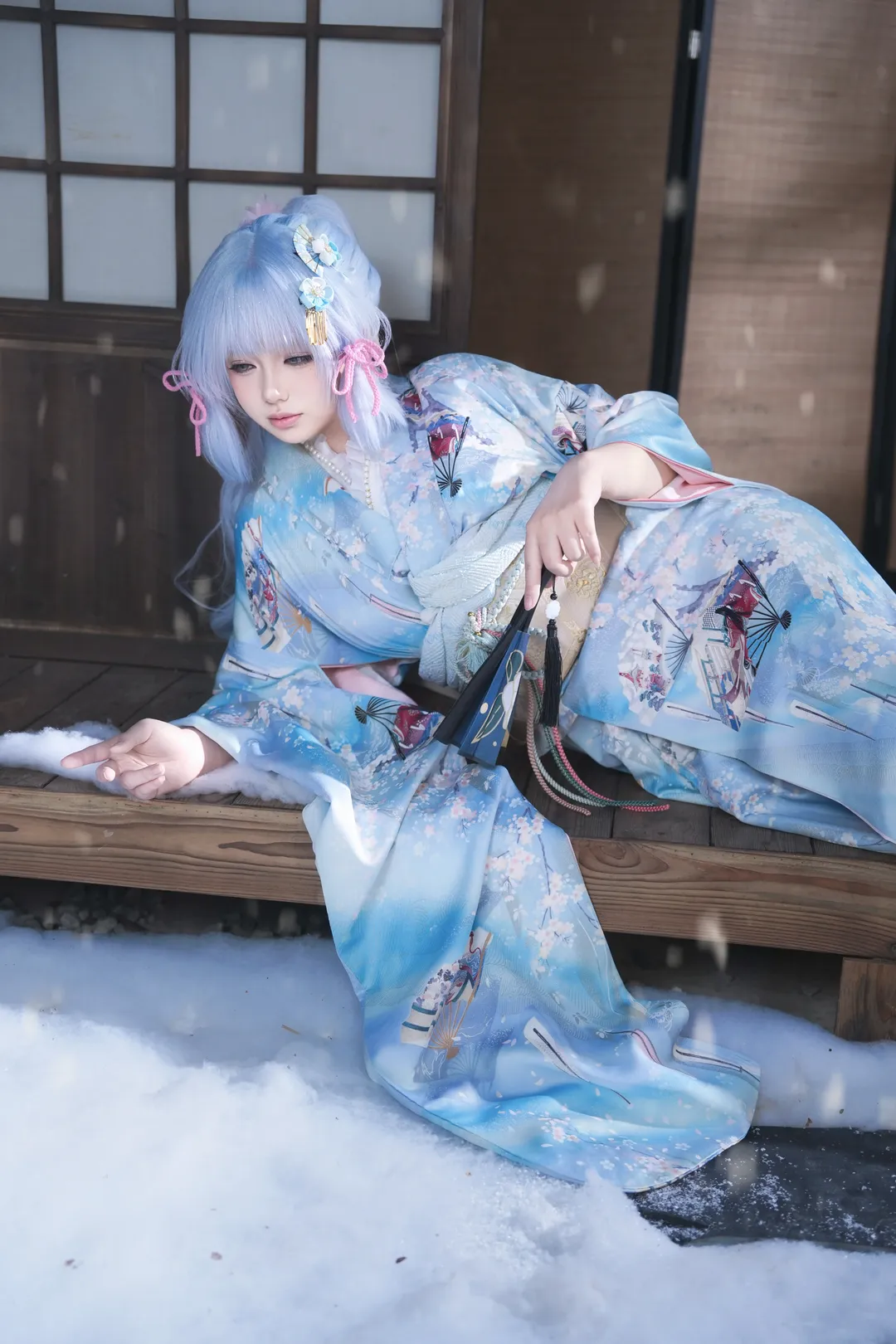 原神, 海灯节, 神里绫华cos, 和风Cosplay, 冬雪写真 - 第3张