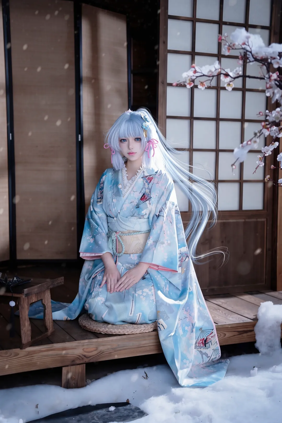 原神, 神里绫华cos, 二次元日常, 雪景写真, 和服cosplay - 第1张