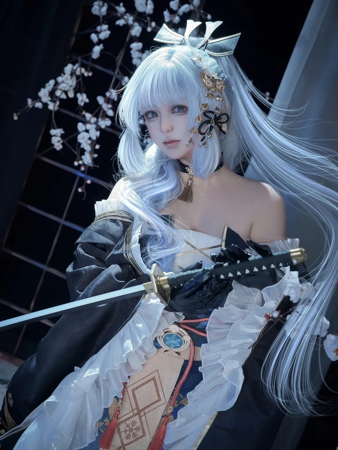 Genshin Impact, Anime-style photography, Kamisato Ayaka cosplay, Mafia heiress, Cosplay outfit - Image 1