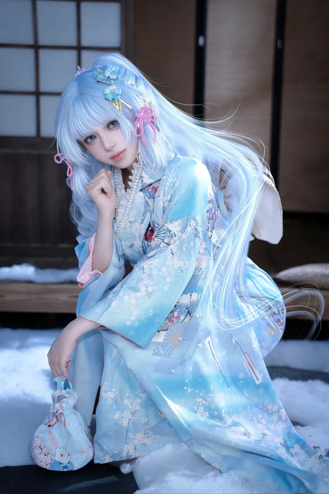 Genshin Impact, Japanese-style photography, Anime cosplay, Kamisato Ayaka cosplay, Snow portrait - Image 1