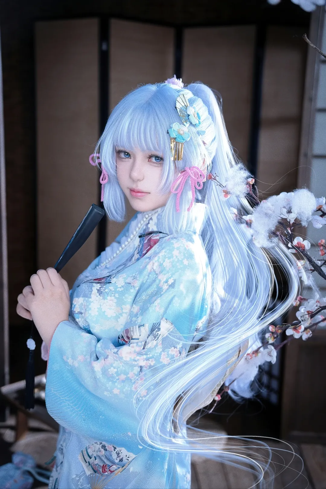 原神, 和風撮影, 二次元コスプレ, 神里綾華 コスプレ, 雪景色ポートレート