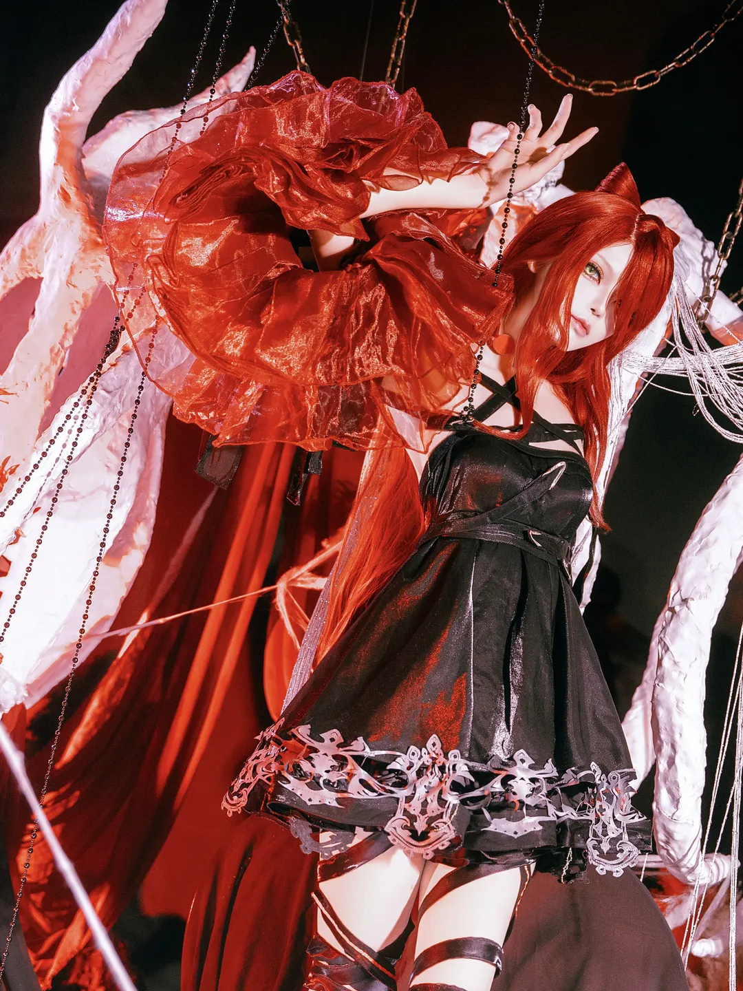 二次元摄影, Fate系列, 暗黑风, 太祖龙兼反愿望机cos, 红发兽耳