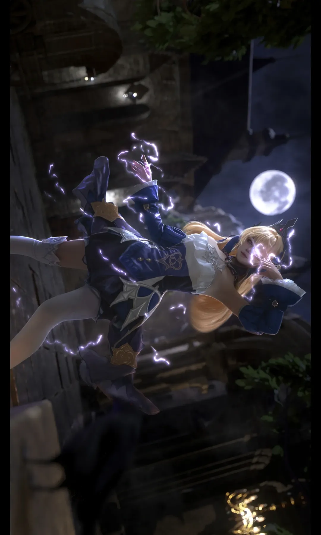 原神, 二次元cos, 夜景人像, cosplay摄影, 菲谢尔cos