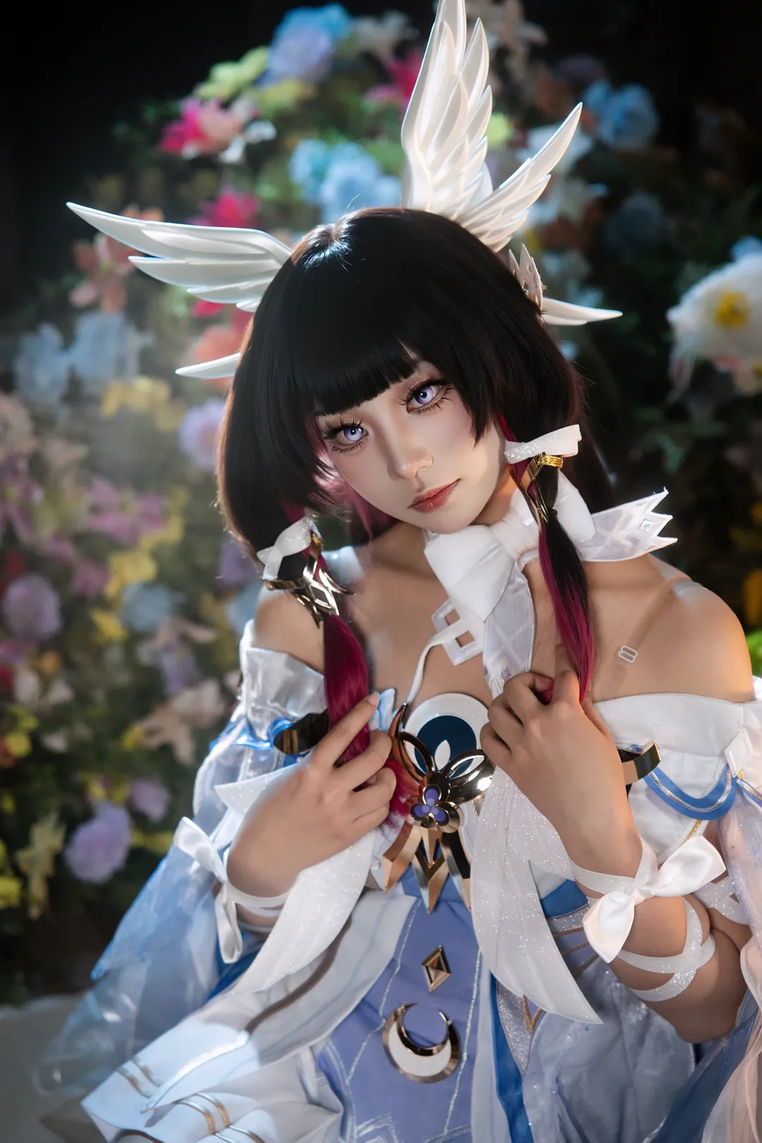 原神, 哥倫比婭cos, 次元幻眸美瞳, 赤腳cos, 花海氛圍感 - 第1張