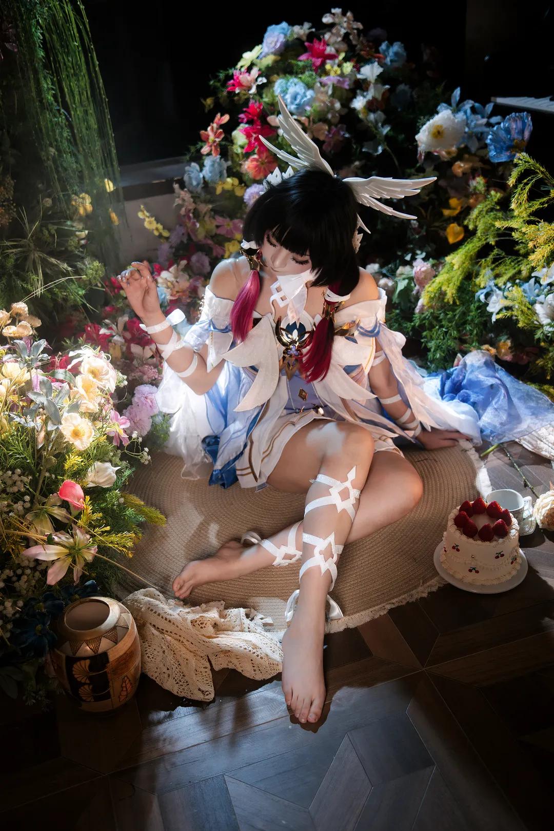 原神, 哥倫比婭cos, 次元幻眸美瞳, 赤腳cos, 花海氛圍感 - 第3張