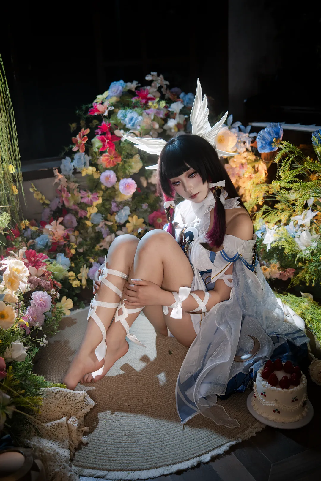 原神, 哥倫比婭cos, 次元幻眸美瞳, 赤腳cos, 花海氛圍感 - 第5張