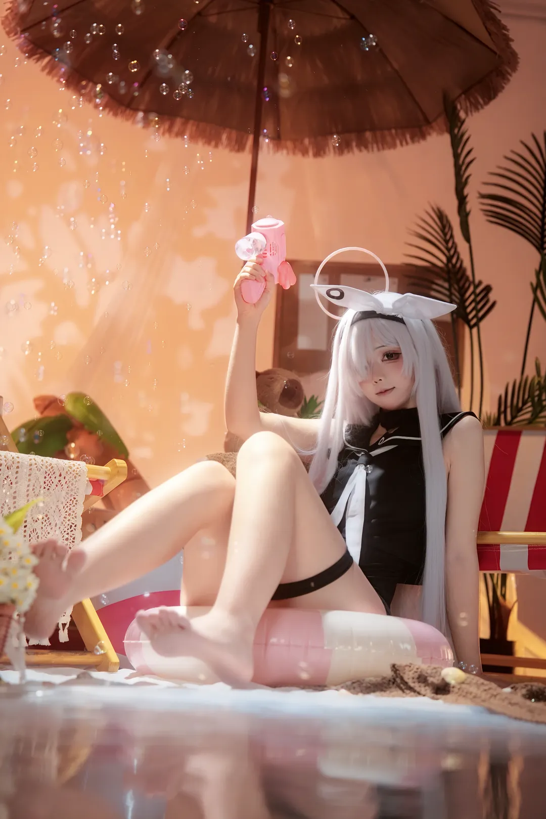 蔚蓝档案, 二次元cosplay, 普拉娜cos, 泳池派对, 夏日沙滩