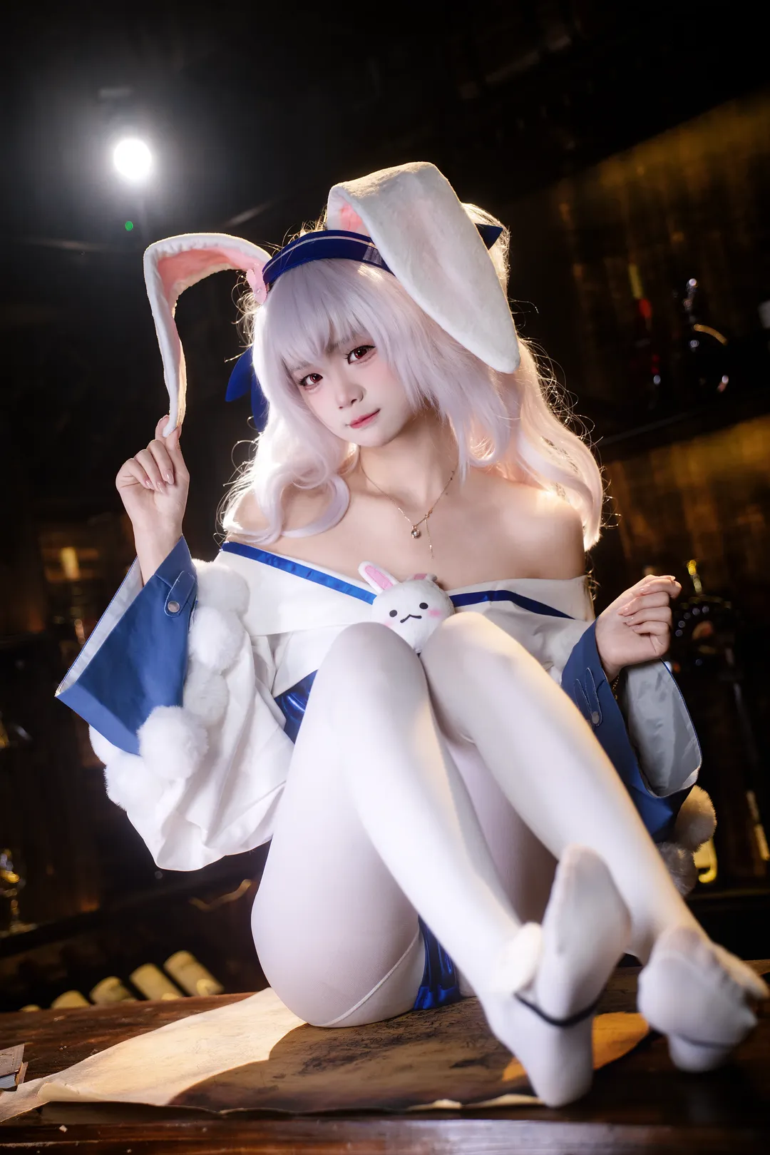 碧蓝航线, 拉菲cos, 氛围感写真, cosplay正片, 白丝兔耳