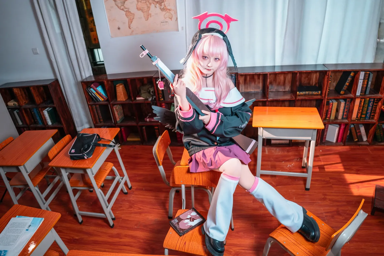 cosplay, 蔚蓝档案, 下江小春cos, 校园写真, 二次元角色扮演 - 第3张