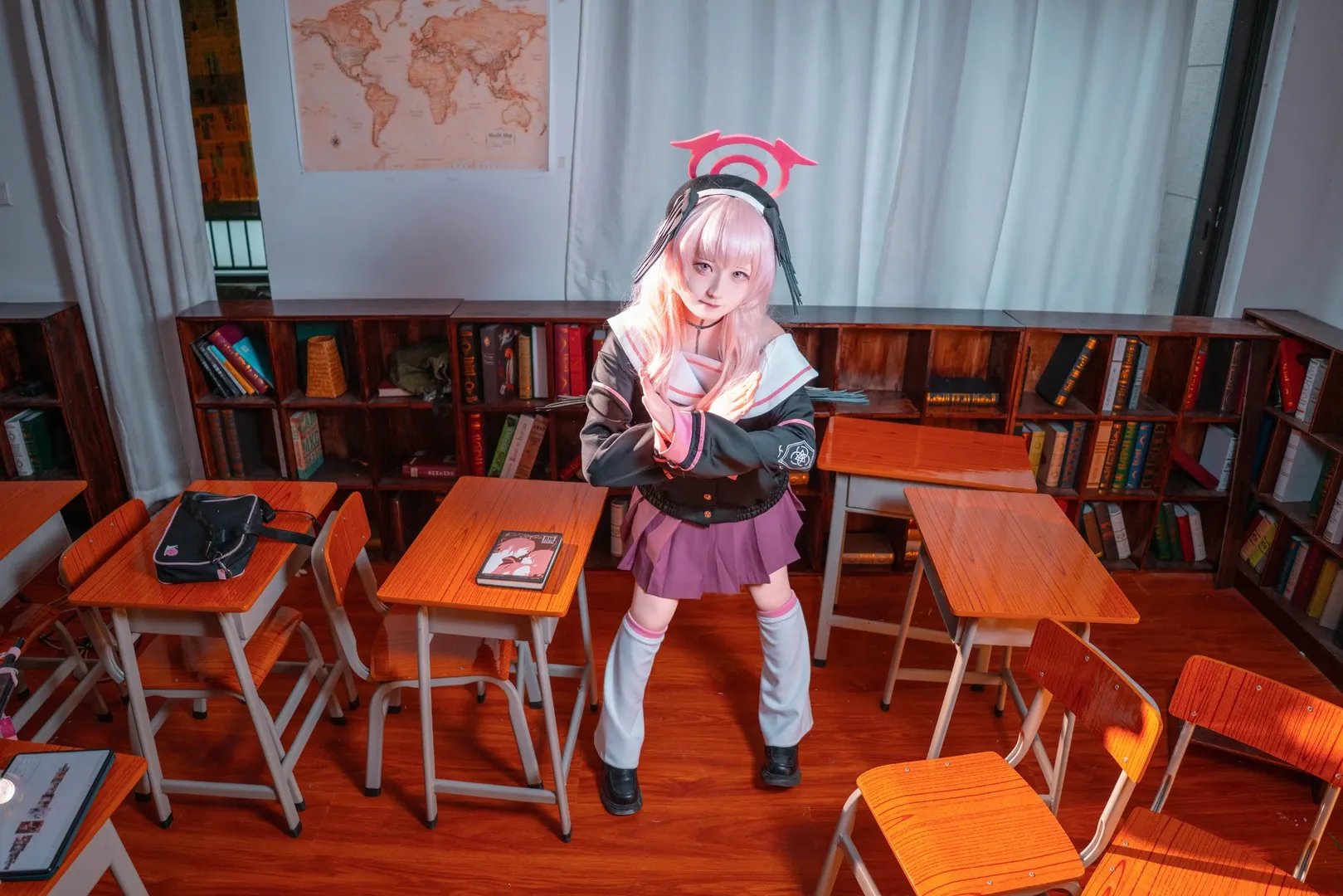 cosplay, 蔚蓝档案, 下江小春cos, 校园写真, 二次元角色扮演 - 第7张