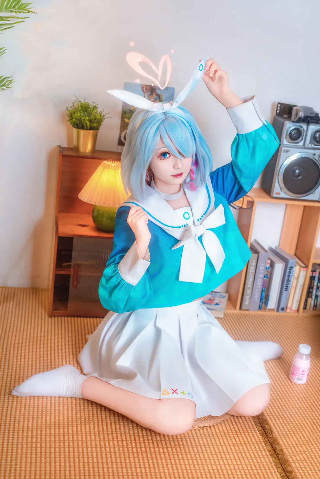 蔚蓝档案, 二次元日常, 阿罗娜cos, 水手服穿搭, 榻榻米摄影 - 第2张