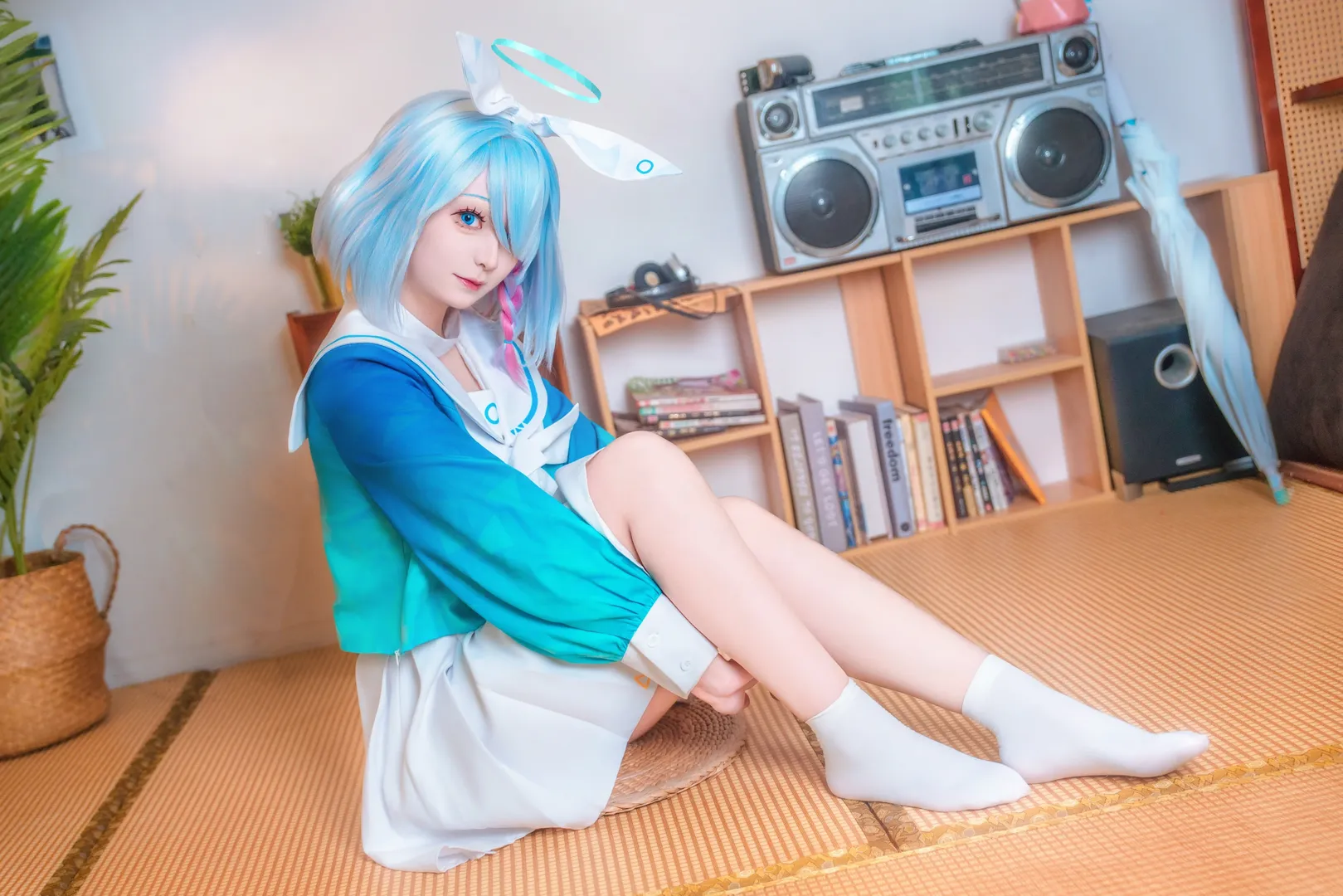 ブルーアーカイブ, 二次元日常, アロナ コスプレ, セーラー服コーデ, 畳撮影