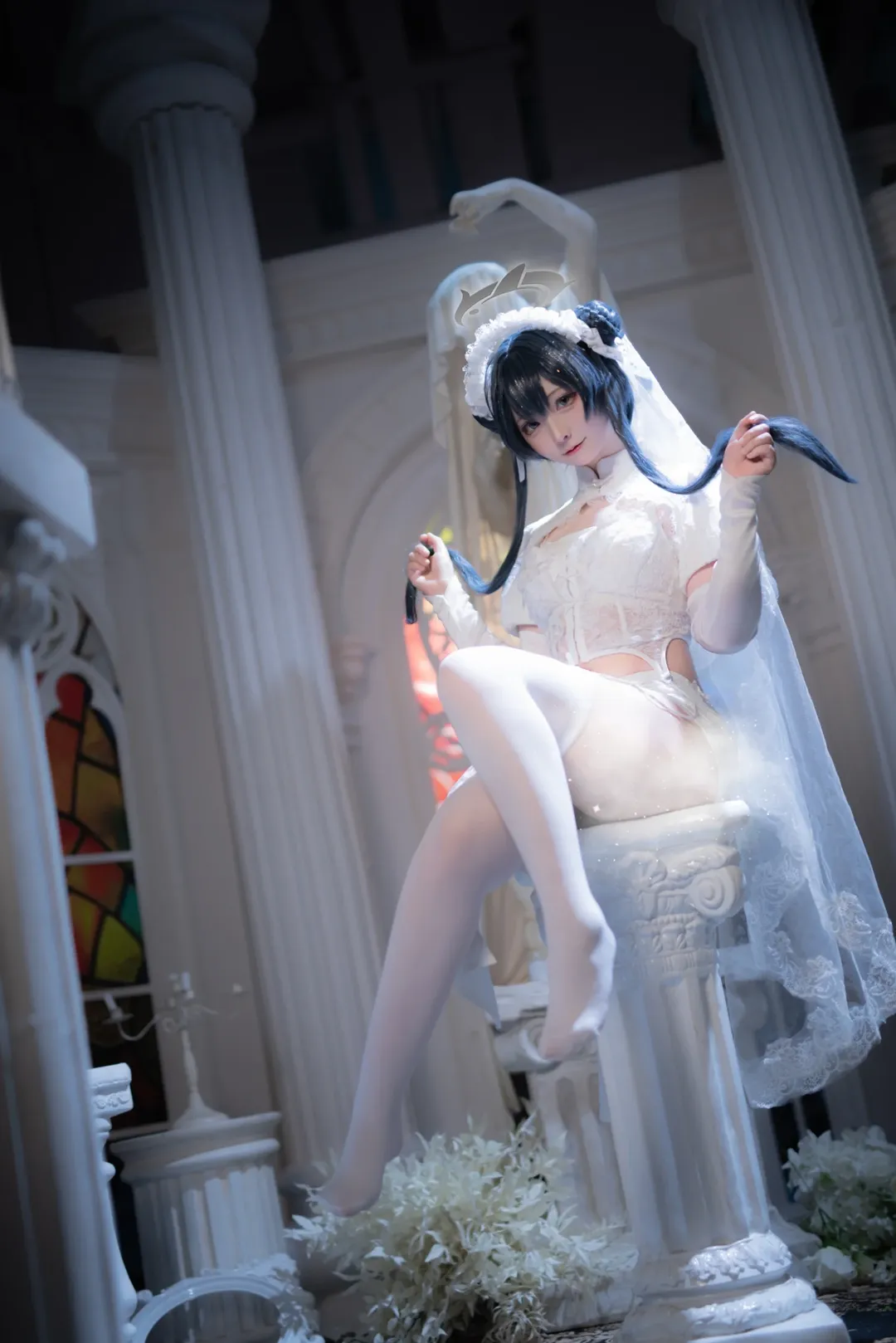 Blue Archive, Misaki cosplay, Cosplay photography, Blue Archive cosplay, Wedding dress