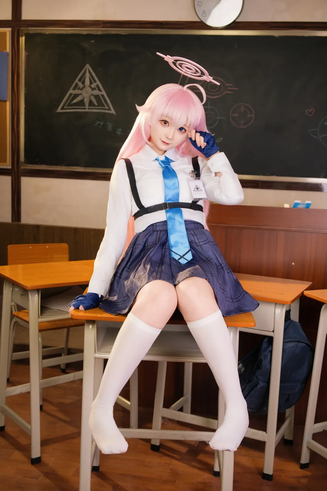 cosplay, 蔚藍檔案, 小鳥遊星野cos, 教室攝影, 二次元校服