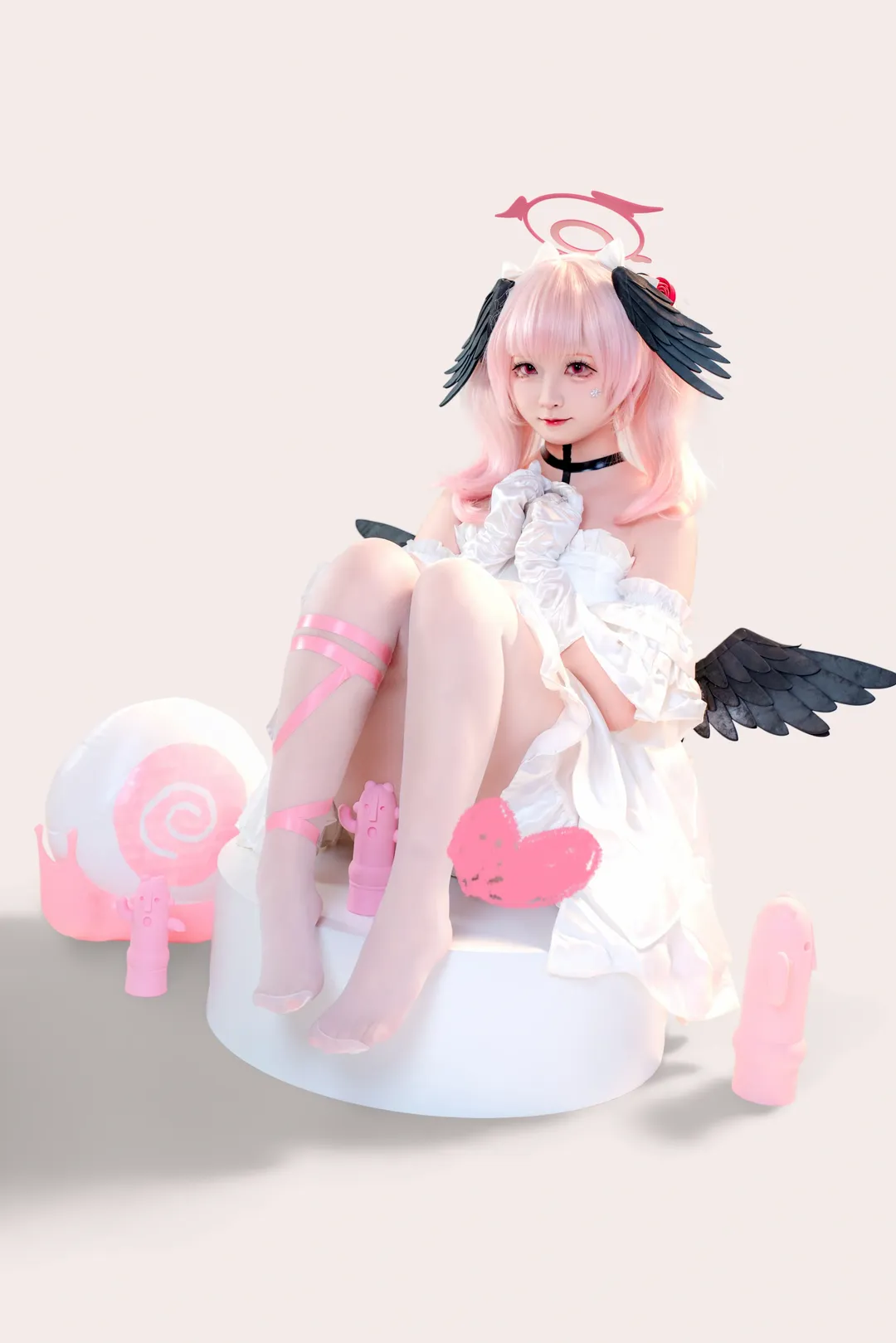 ブルーアーカイブ, コスプレ撮影, 下江コハル コスプレ, 白タイツコスプレ, 天使の輪 - 1枚目