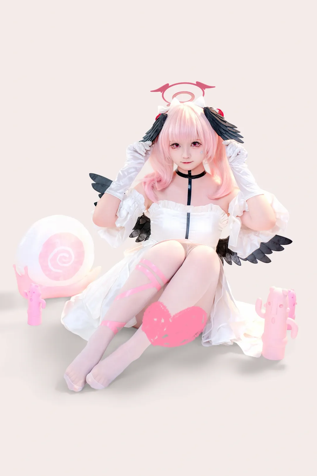 ブルーアーカイブ, コスプレ撮影, 下江コハル コスプレ, 白タイツコスプレ, 天使の輪 - 3枚目