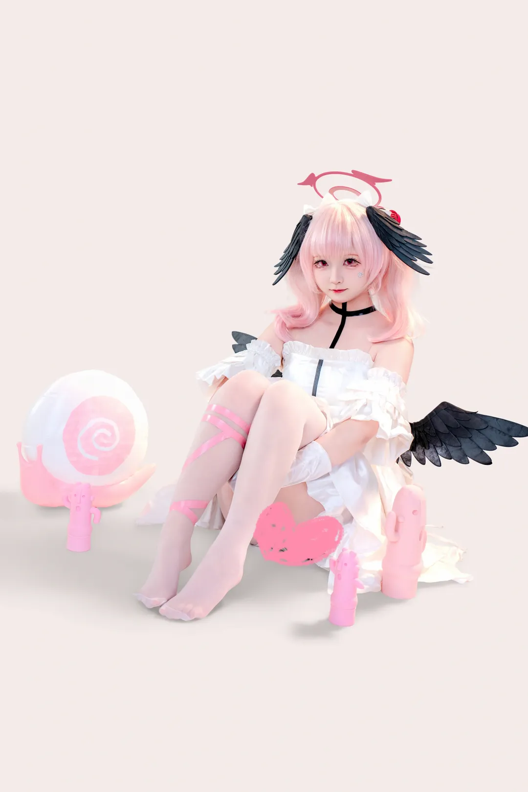 ブルーアーカイブ, コスプレ撮影, 下江コハル コスプレ, 白タイツコスプレ, 天使の輪 - 4枚目