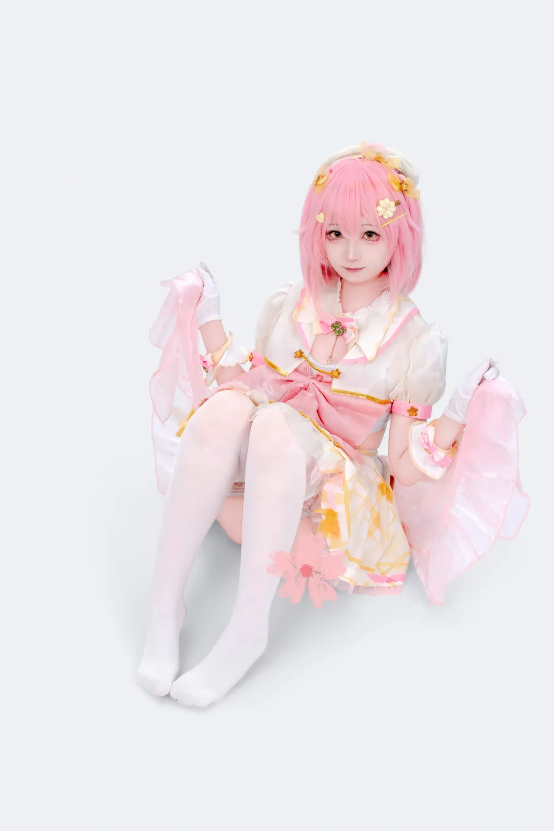 白ニーソコーデ, スタジオ撮影, ピンクと白のドレス, 永雛タフィー コスプレ, 永雛タフィー - 1枚目