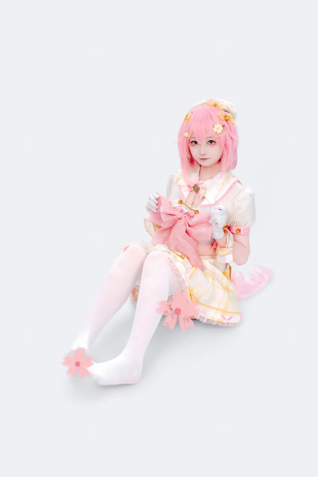 白ニーソコーデ, スタジオ撮影, ピンクと白のドレス, 永雛タフィー コスプレ, 永雛タフィー - 2枚目