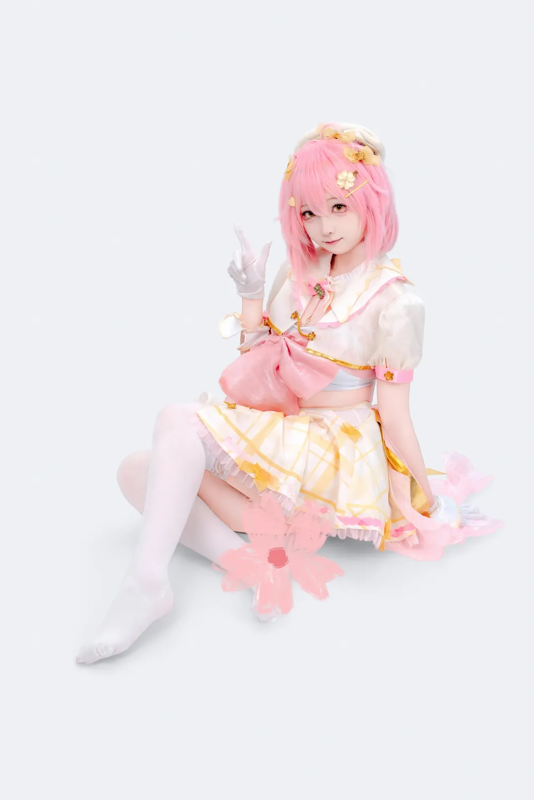 白ニーソコーデ, スタジオ撮影, ピンクと白のドレス, 永雛タフィー コスプレ, 永雛タフィー