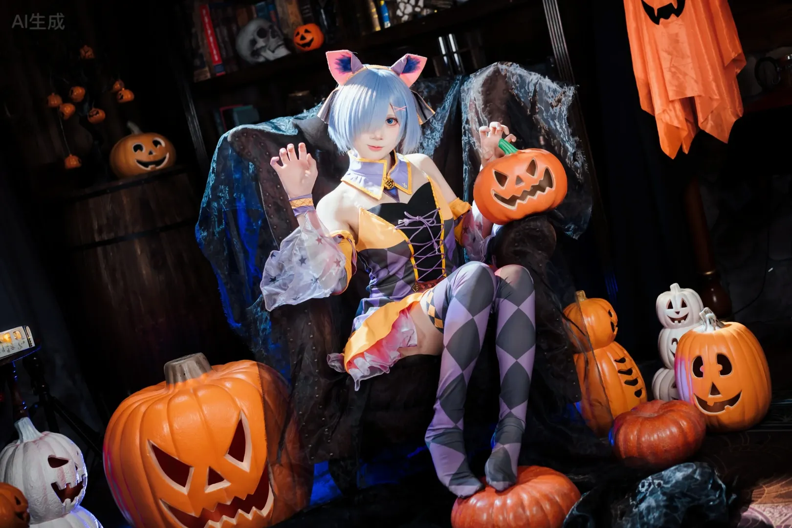 Re:ゼロから始める異世界生活, レム コスプレ, ハロウィンコスプレ, 猫耳・獣耳, ジャック・オ・ランタン - 1枚目