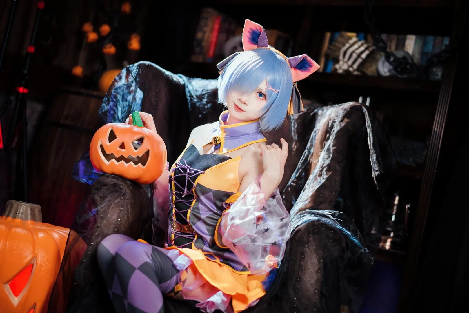 Re:ゼロから始める異世界生活, レム コスプレ, ハロウィンコスプレ, 猫耳・獣耳, ジャック・オ・ランタン - 4枚目