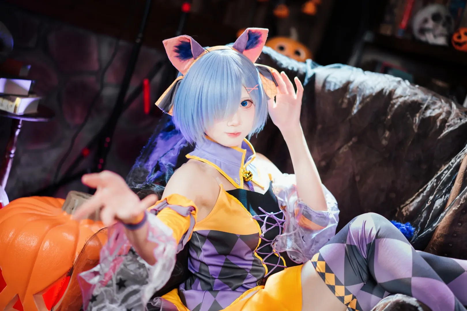 Re:ゼロから始める異世界生活, レム コスプレ, ハロウィンコスプレ, 猫耳・獣耳, ジャック・オ・ランタン - 5枚目