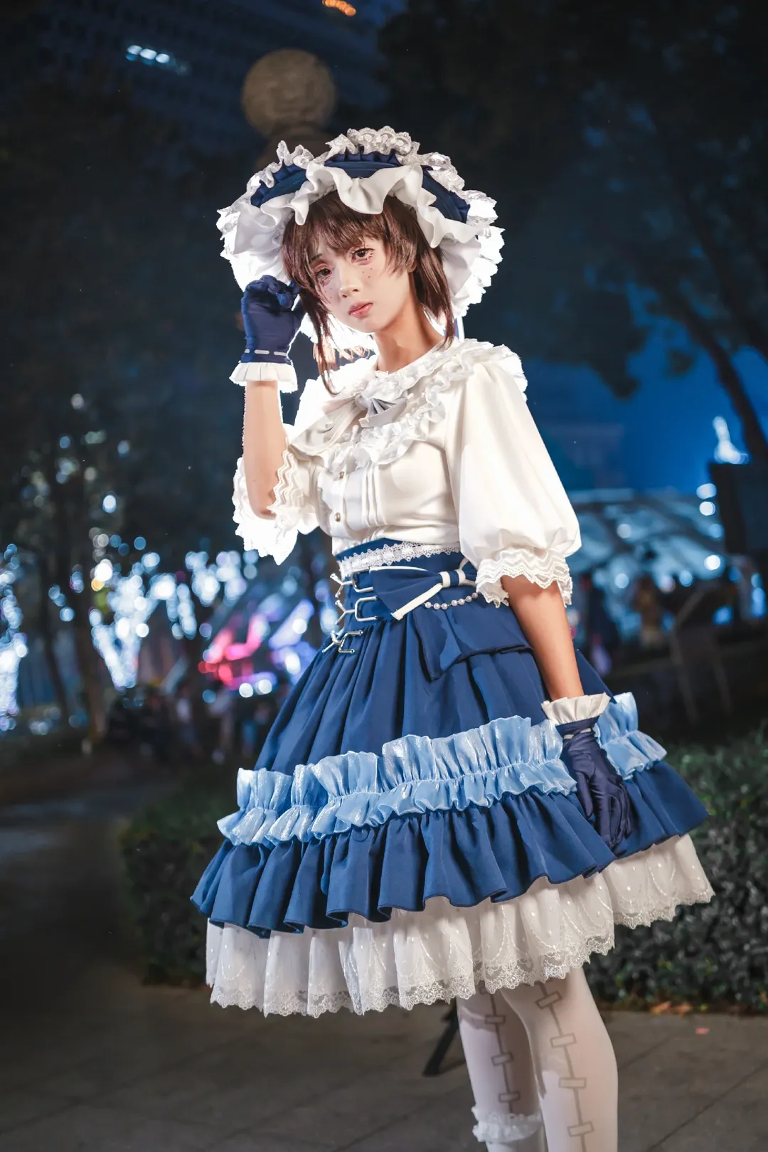 第五人格, 夜景人像, cosplay摄影, 洛丽塔风格, 兰闺惊梦cos - 第1张