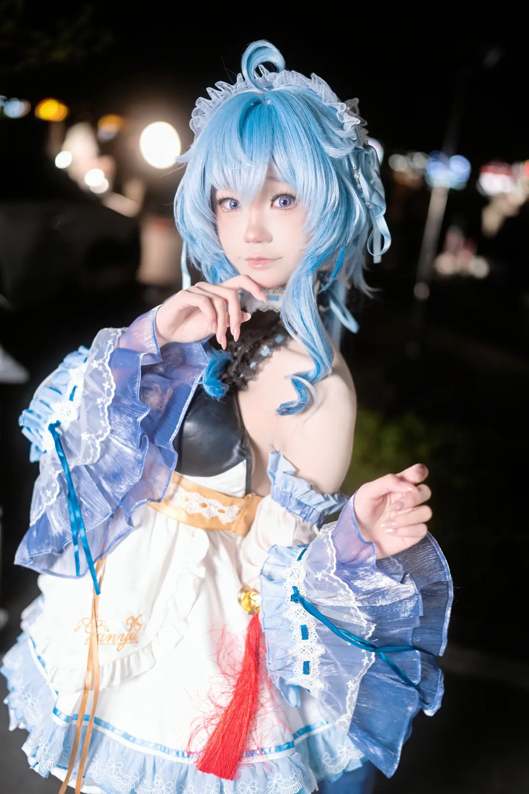 原神, 甘雨cos, cosplay, 夜景人像, 萤火虫场照 - 第1张