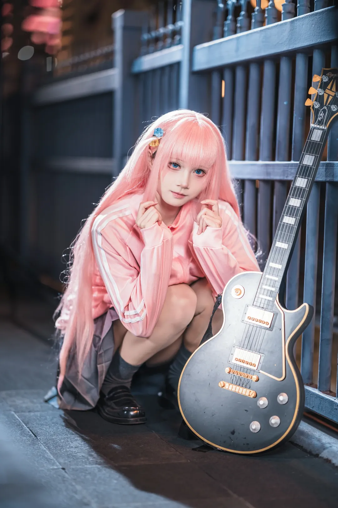 二次元cosplay, 夜景写真, 后藤一里cos, 孤独摇滚, 吉他少女 - 第10张