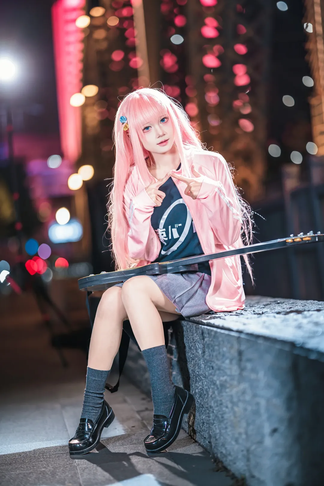 二次元cosplay, 夜景写真, 后藤一里cos, 孤独摇滚, 吉他少女 - 第11张