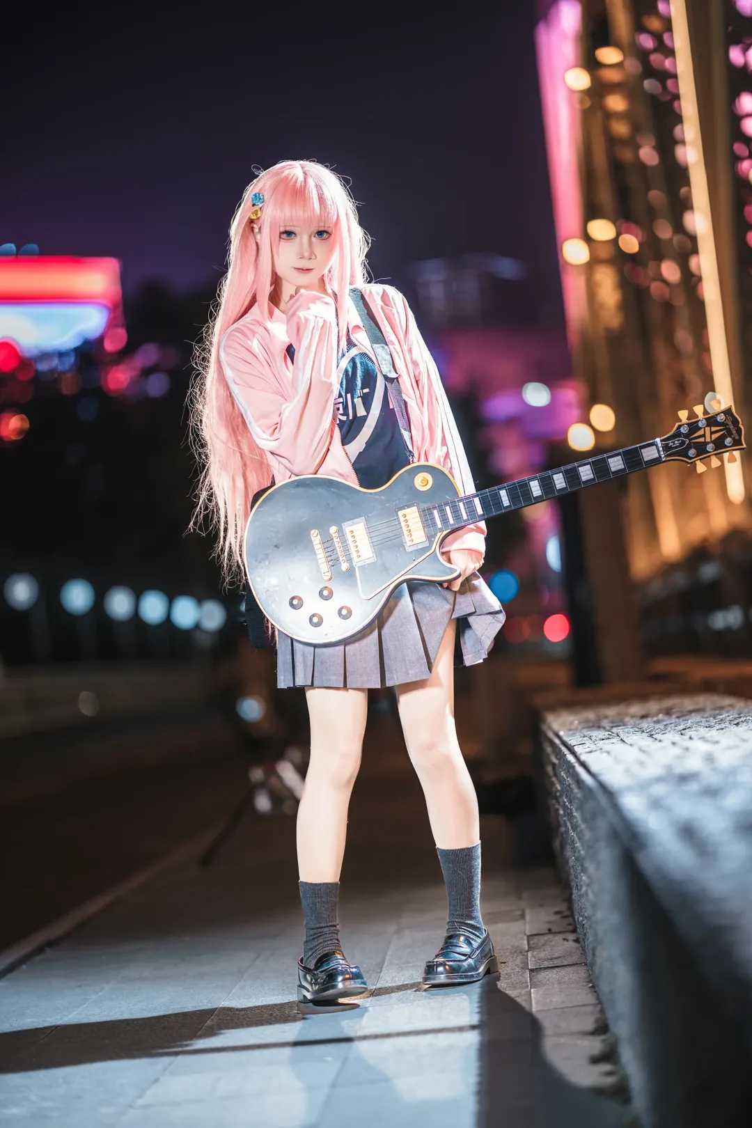 二次元cosplay, 夜景写真, 后藤一里cos, 孤独摇滚, 吉他少女 - 第12张
