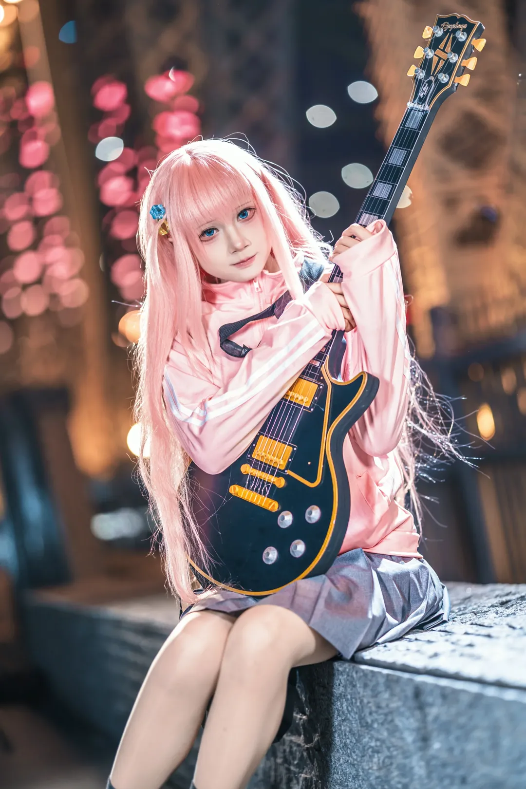 二次元cosplay, 夜景写真, 后藤一里cos, 孤独摇滚, 吉他少女 - 第13张