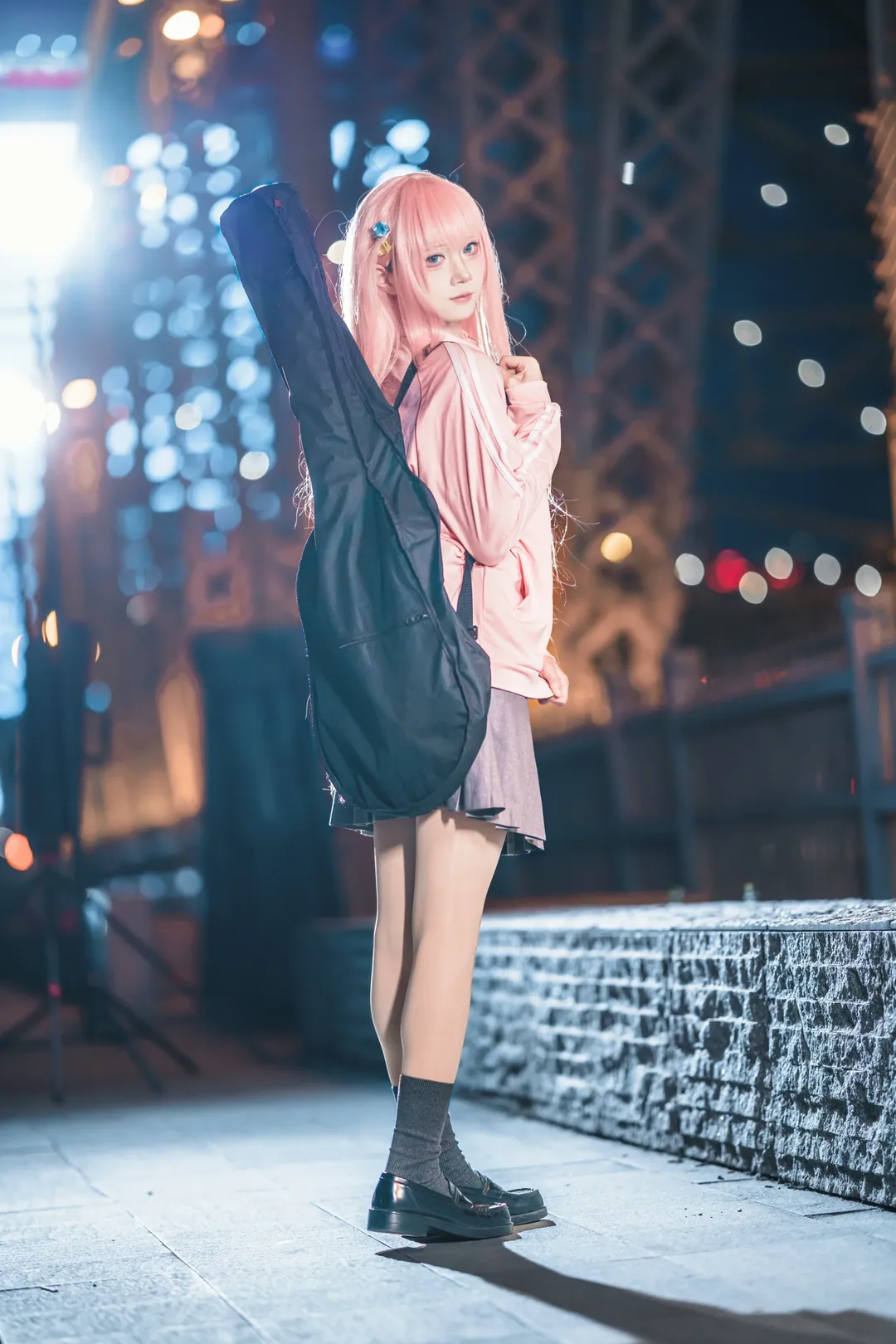 二次元cosplay, 夜景写真, 后藤一里cos, 孤独摇滚, 吉他少女 - 第4张