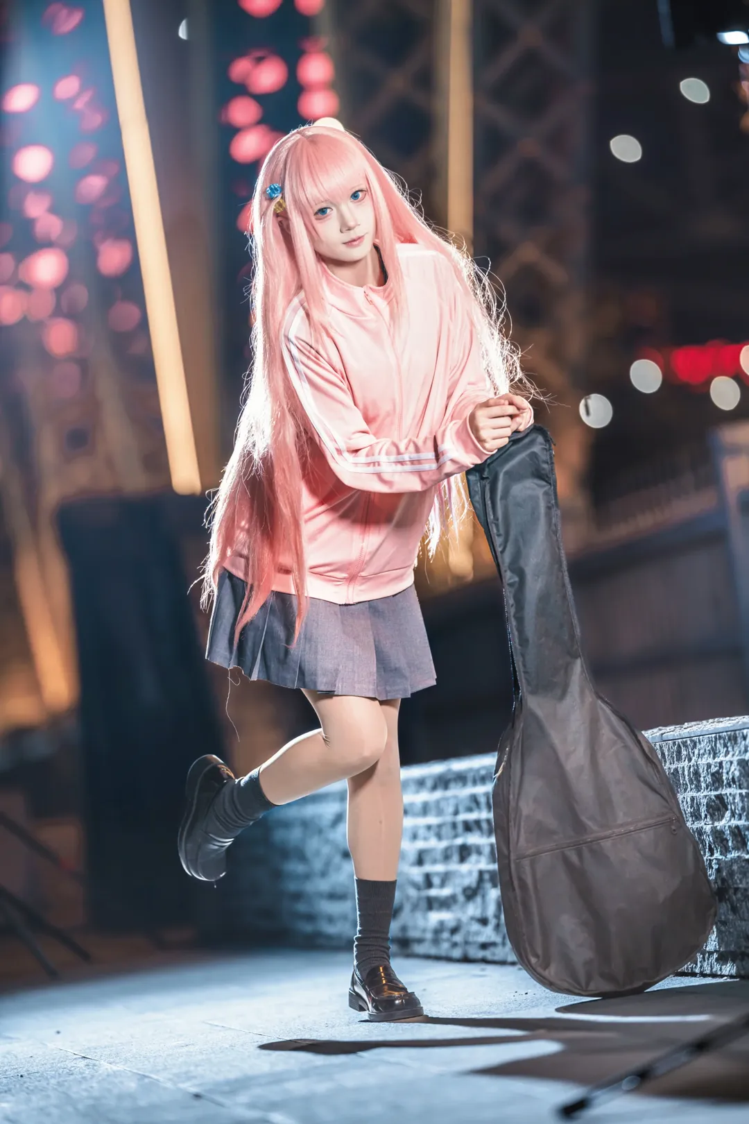 二次元cosplay, 夜景写真, 后藤一里cos, 孤独摇滚, 吉他少女 - 第8张
