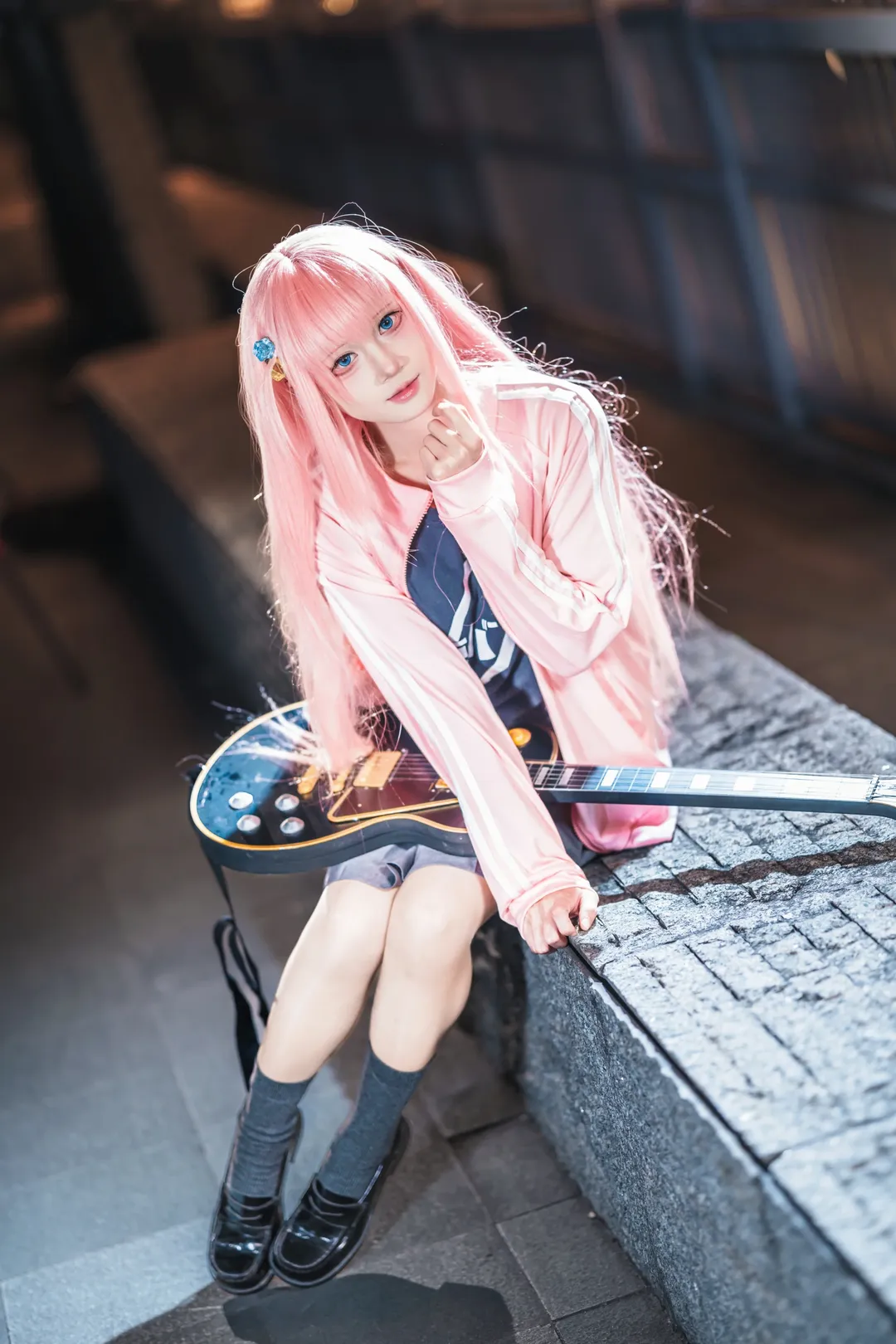 二次元cosplay, 夜景写真, 后藤一里cos, 孤独摇滚, 吉他少女 - 第9张