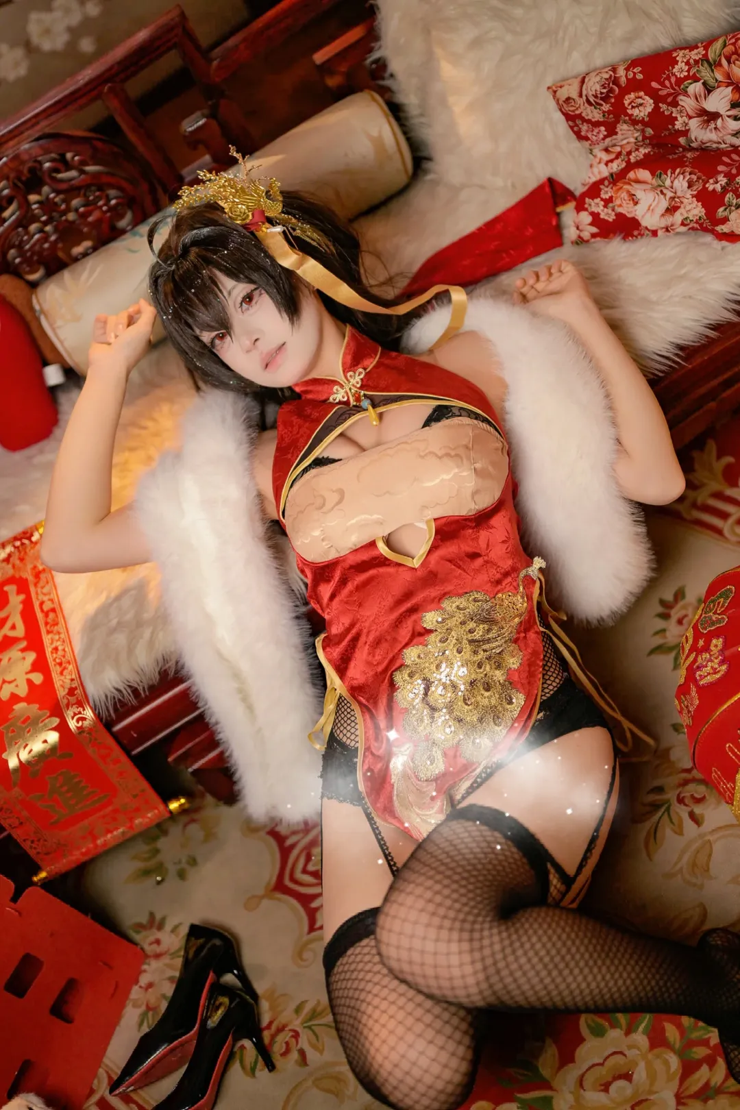 碧蓝航线, 国风cosplay, 黑丝穿搭, 大凤cos, 新春旗袍 - 第1张