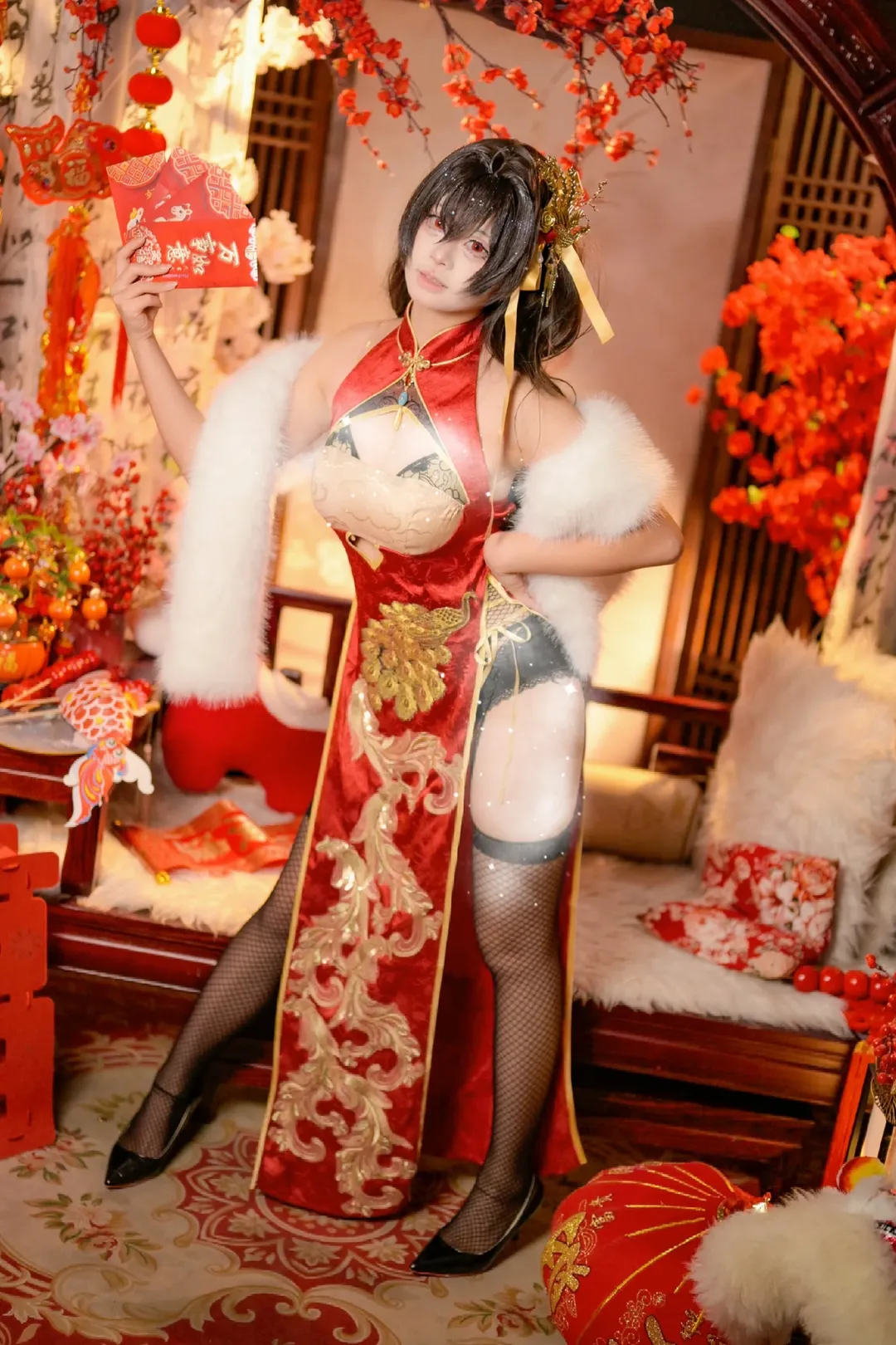 碧蓝航线, 国风cosplay, 黑丝穿搭, 大凤cos, 新春旗袍 - 第2张