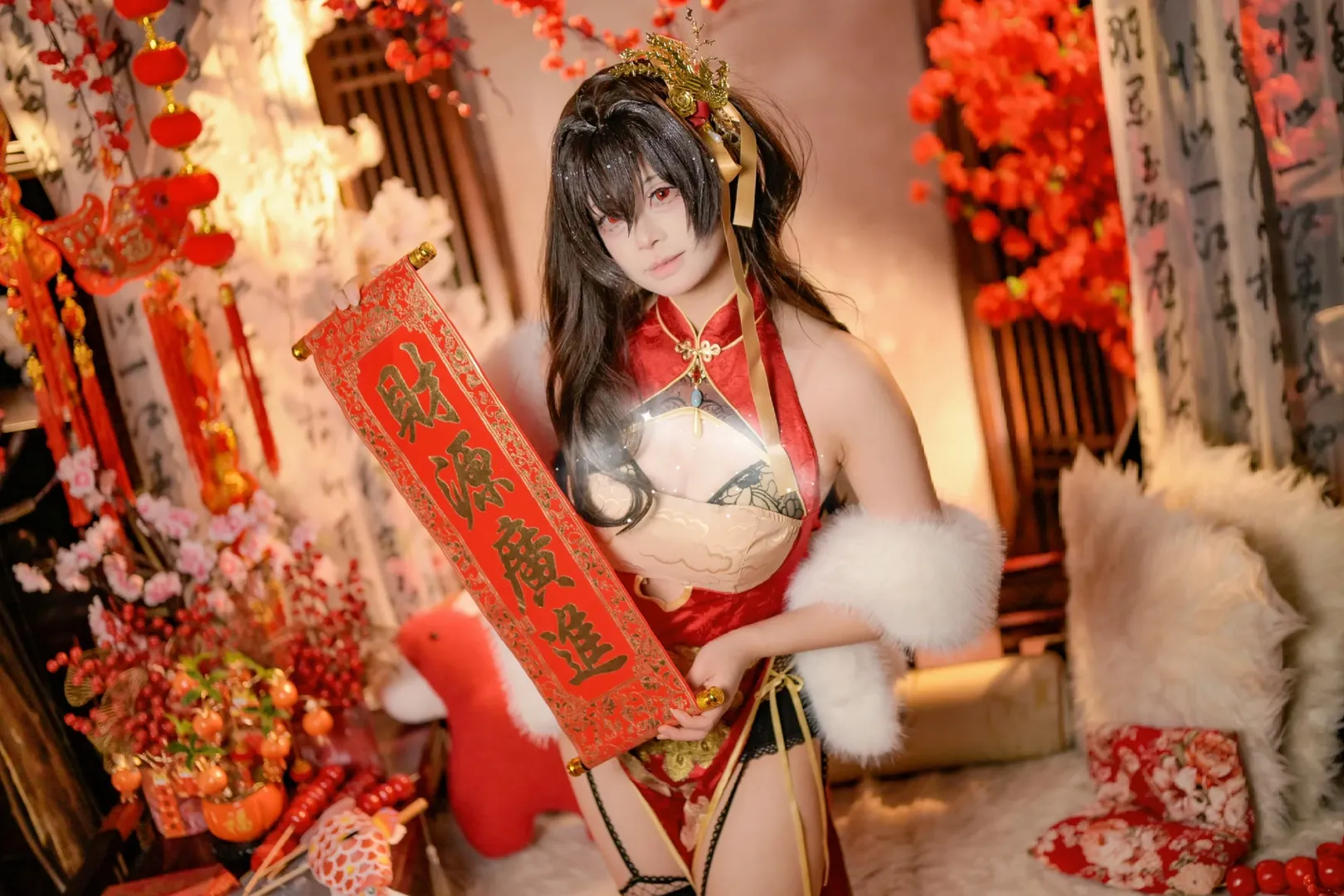 碧蓝航线, 国风cosplay, 黑丝穿搭, 大凤cos, 新春旗袍 - 第5张