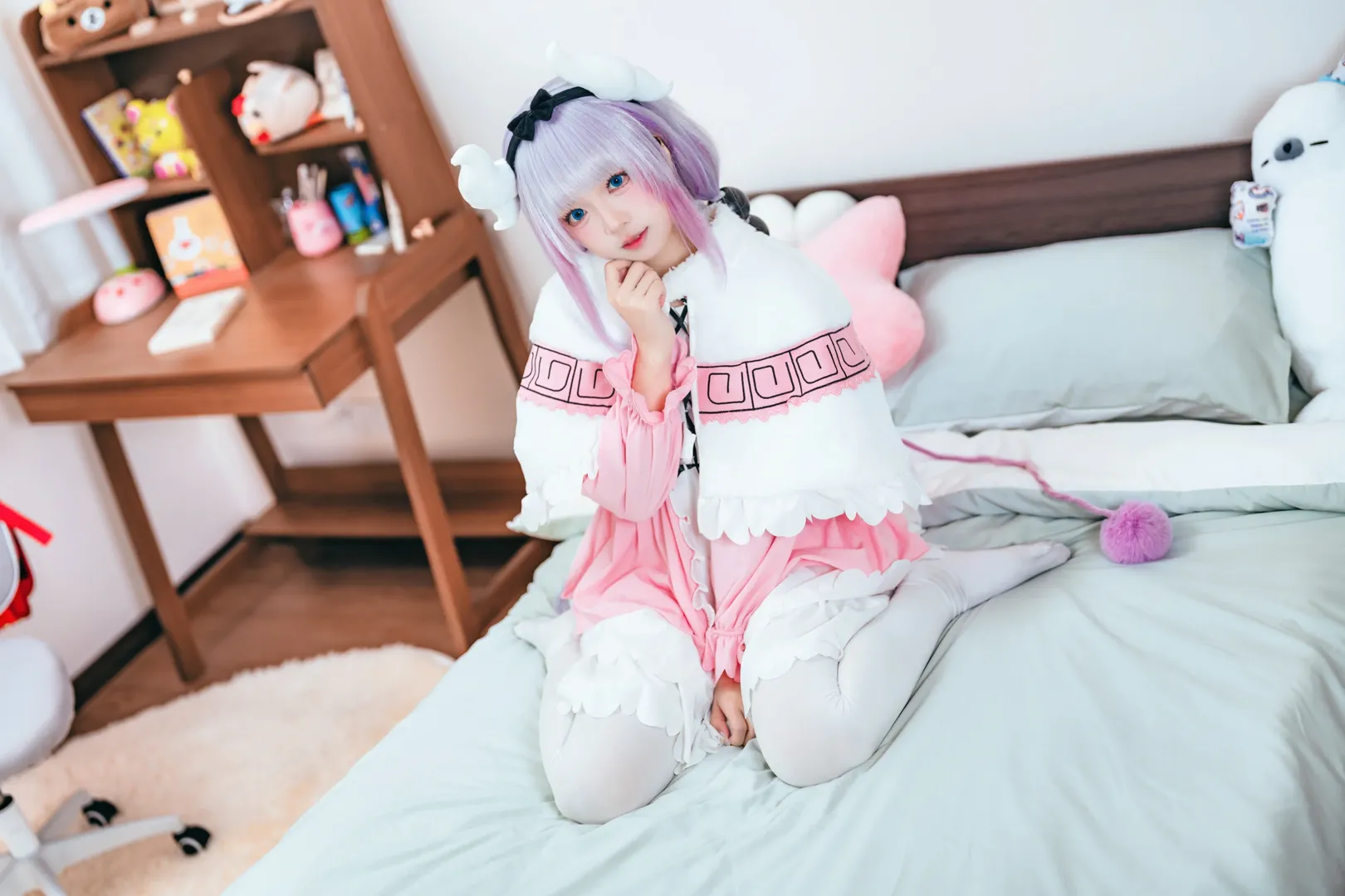二次元cosplay, 白丝穿搭, 萌系正片, 康娜cos, 小林家的龙女仆