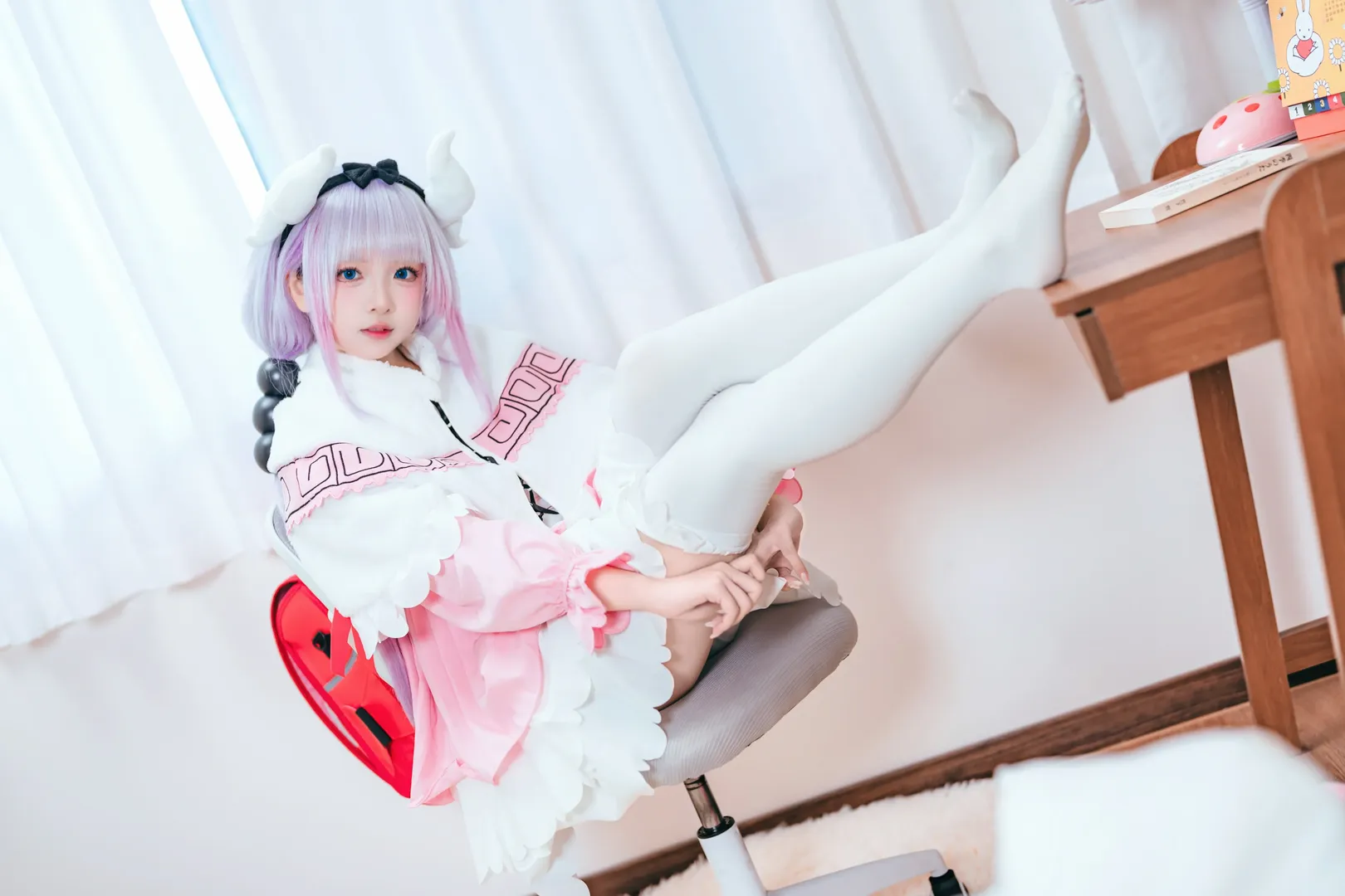 二次元cosplay, 白丝穿搭, 萌系正片, 康娜cos, 小林家的龙女仆 - 第6张