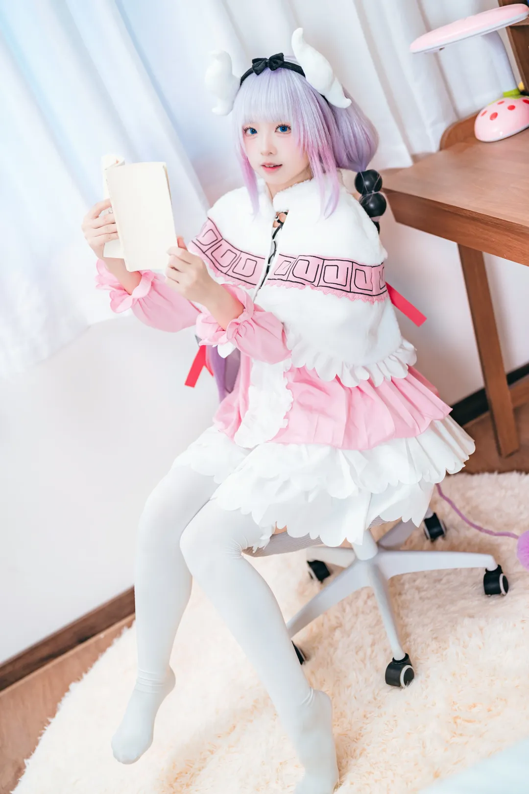 二次元cosplay, 白丝穿搭, 萌系正片, 康娜cos, 小林家的龙女仆 - 第8张