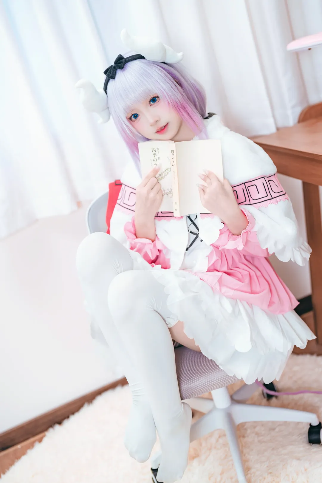 二次元cosplay, 白丝穿搭, 萌系正片, 康娜cos, 小林家的龙女仆 - 第9张