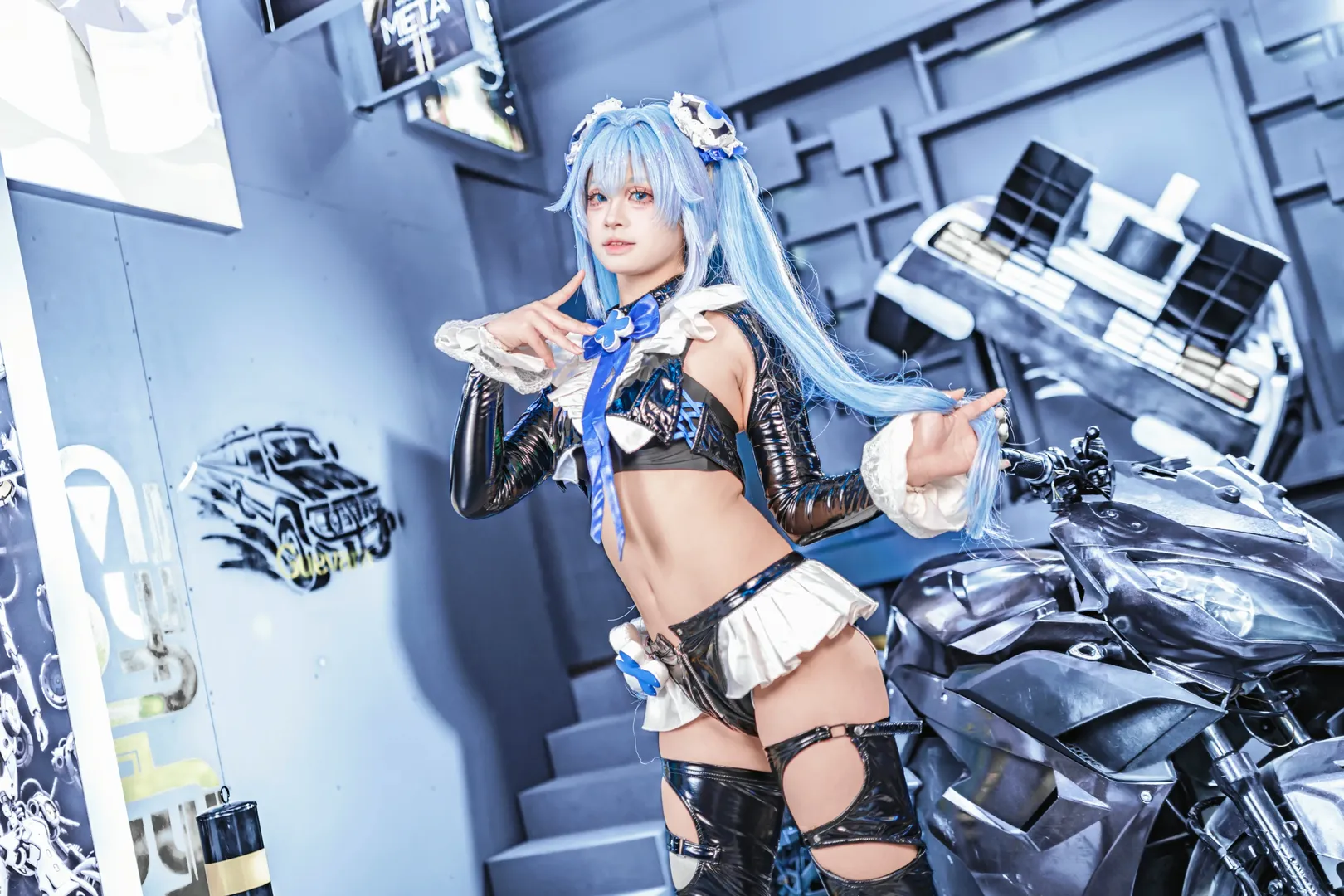 赛博朋克, cosplay正片, NIKKE胜利女神, 汉赛尔cos, 机车写真 - 第3张